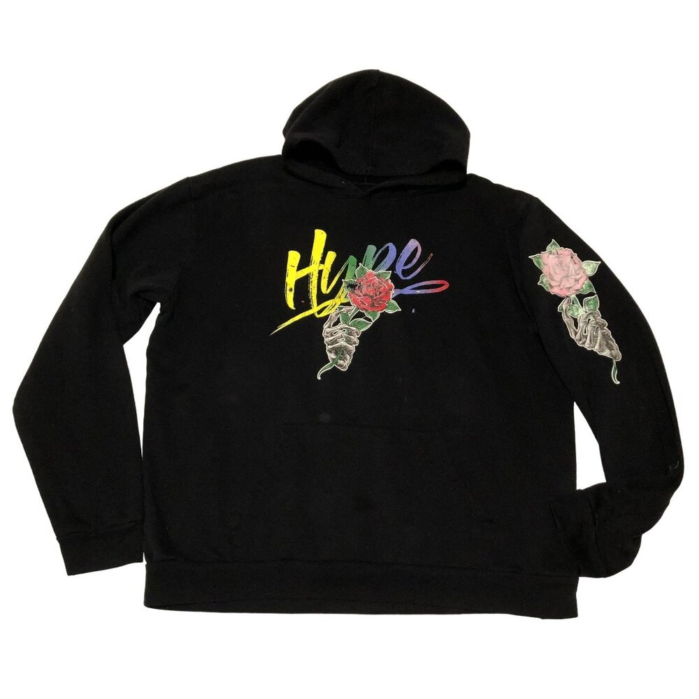 Hustle Black Skeleton Hand Hoodie Size XL Hype Baily Co Fleece Womens